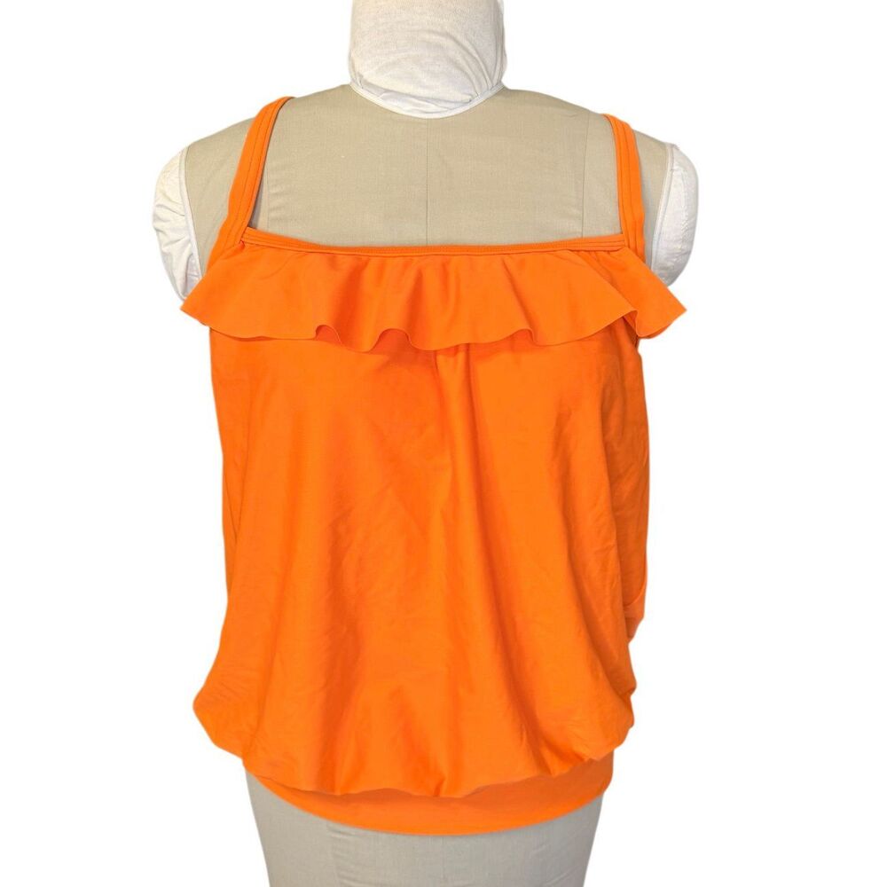 Cocos Swim Ruffle Tankini Top Orange Sz. 16 Crisscross Straps Bra